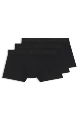 Paquete de tres calzoncillos de algod&oacute;n el&aacute;stico en caja de regalo, Negro
