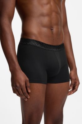 Paquete de tres calzoncillos de algod&oacute;n el&aacute;stico en caja de regalo, Negro