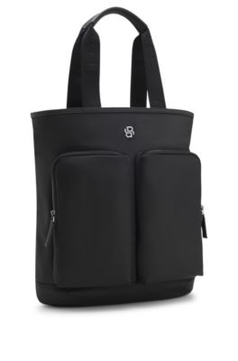 Sac &agrave; dos style cabas &agrave; finitions monogramm&eacute;es Double&nbsp;B, Noir