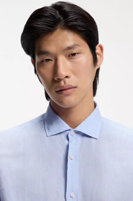 Regular-fit shirt in washed linen