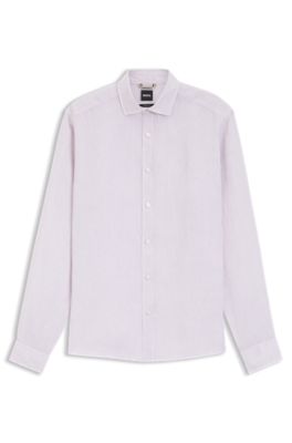 Chemise Regular en lin lav&eacute;, Violet clair