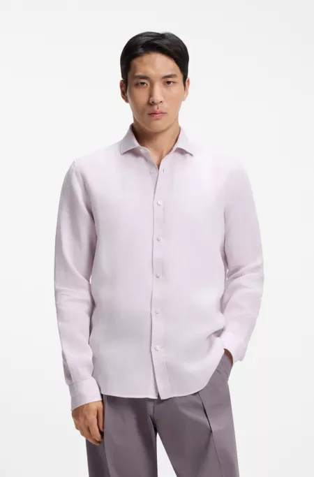 Regular-fit shirt in washed linen