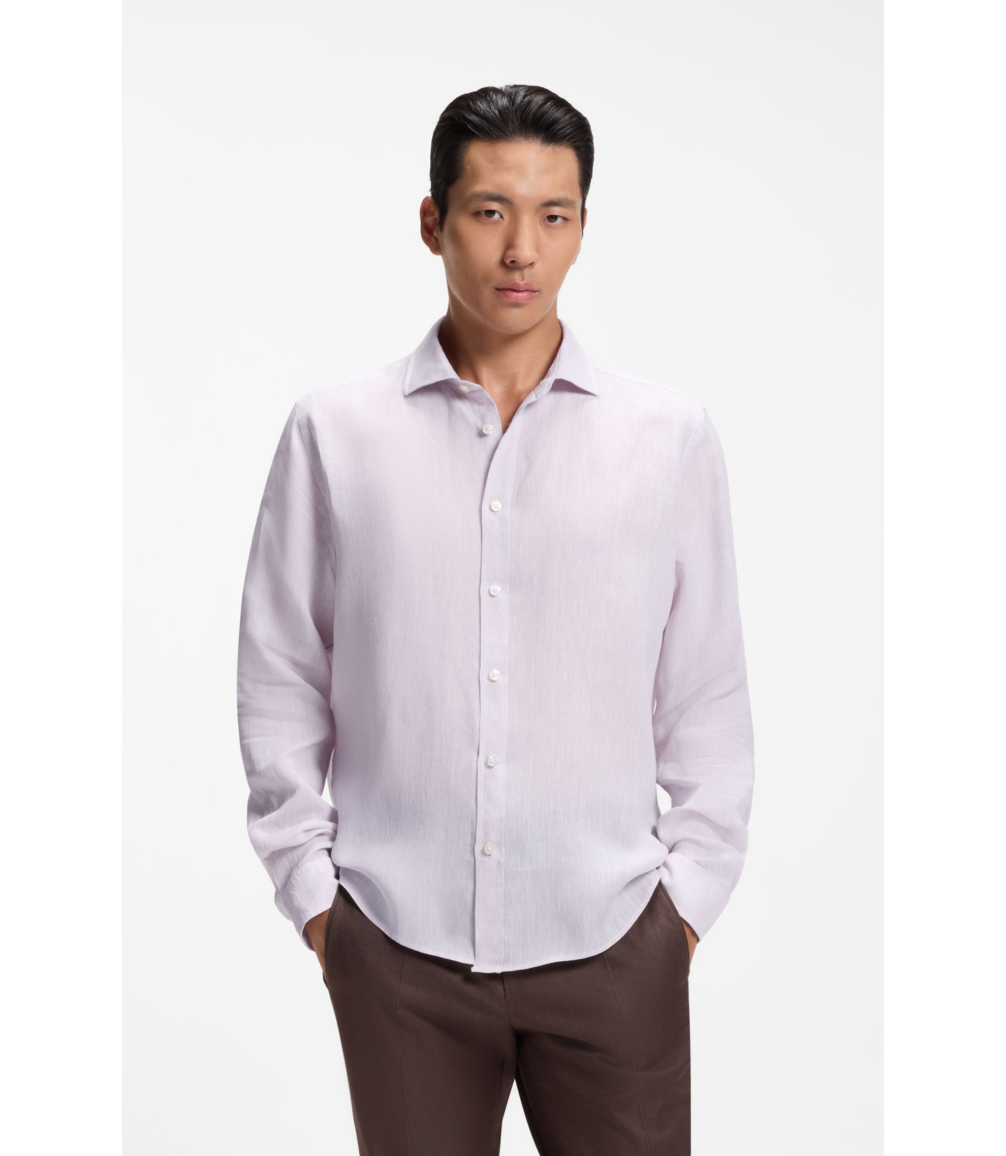 hugo boss purple dress shirt Pre-Owned Boss By Hugo Boss Printed Dress Shirt in Purple Cotton