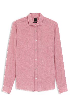 Camisa regular fit de lino lavado