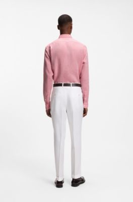 Regular-fit shirt in washed linen, Red