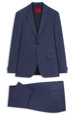 Two-piece extra-slim-fit suit in patterned fabric, Light Blue