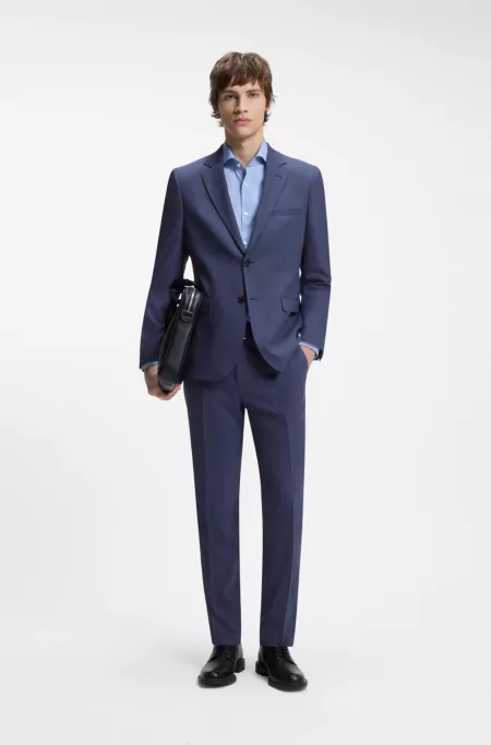 Two-piece extra-slim-fit suit in patterned fabric