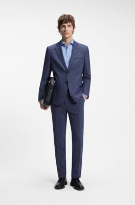Two-piece extra-slim-fit suit in patterned fabric, Light Blue