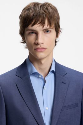 Two-piece extra-slim-fit suit in patterned fabric, Light Blue