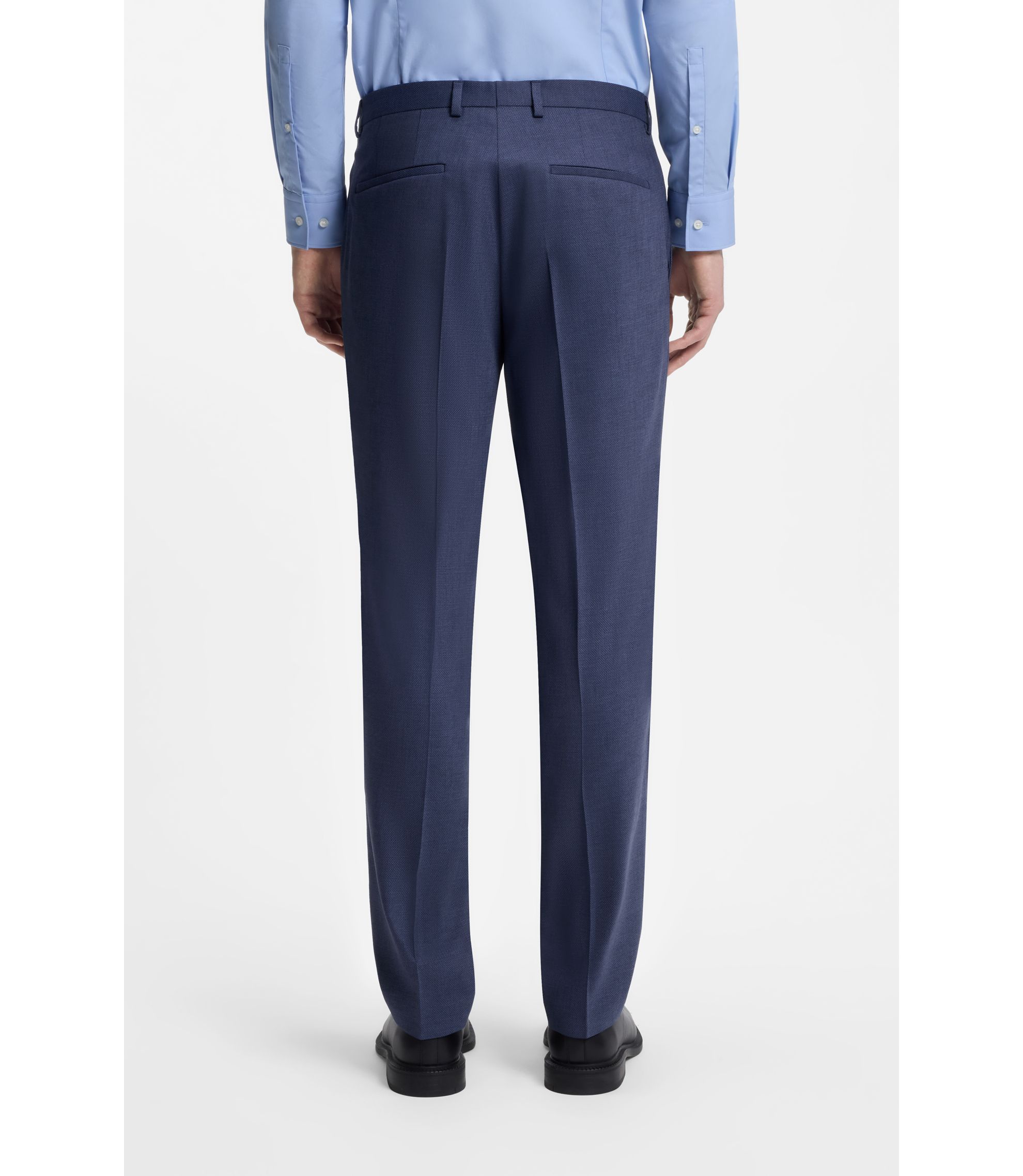 navy blue slim fit dress pants Athletic Fit Stretch Suit Pants - Heathered Navy 30W main image 0