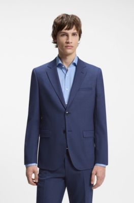 Two-piece extra-slim-fit suit in patterned fabric, Light Blue