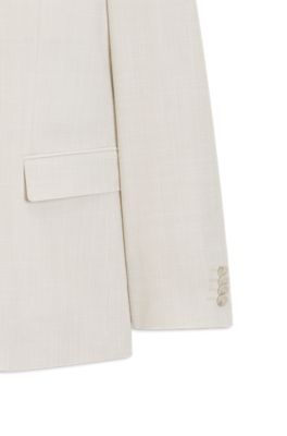 Traje slim fit de dos piezas en tejido el&aacute;stico, Blanco