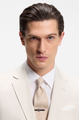 Traje slim fit de dos piezas en tejido el&aacute;stico, Blanco