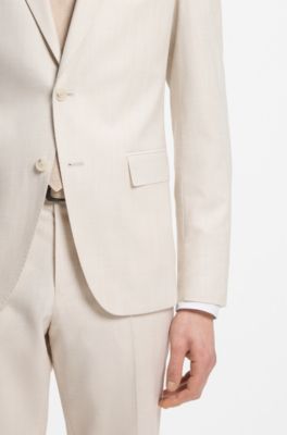 Traje slim fit de dos piezas en tejido el&aacute;stico, Blanco