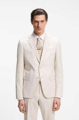 Traje slim fit de dos piezas en tejido el&aacute;stico, Blanco