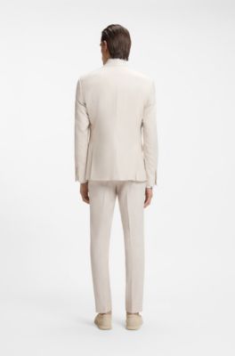 Traje slim fit de dos piezas en tejido el&aacute;stico, Blanco
