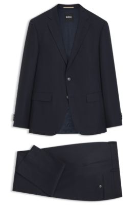 Traje slim fit de dos piezas en tejido el&aacute;stico, Azul oscuro