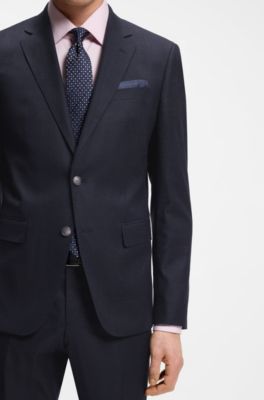 Two-piece slim-fit suit in stretch fabric, Dark Blue