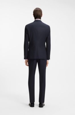 Traje slim fit de dos piezas en tejido el&aacute;stico, Azul oscuro