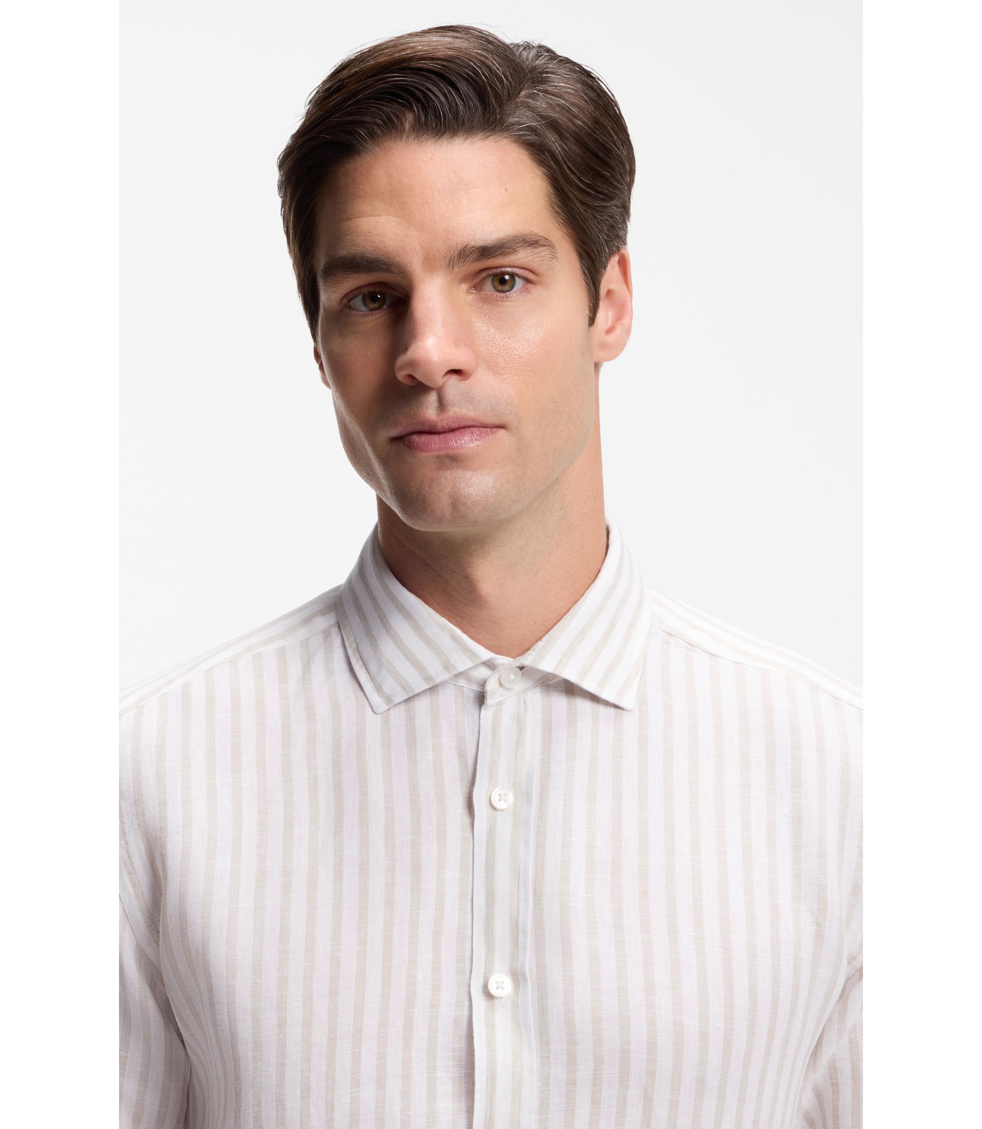BOSS - Camicia regular fit in popeline di cotone elasticizzato facile