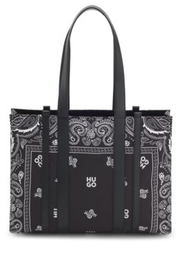 Cabas &agrave; motif imprim&eacute;, Noir