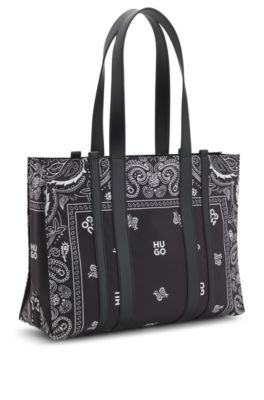 Cabas &agrave; motif imprim&eacute;, Noir