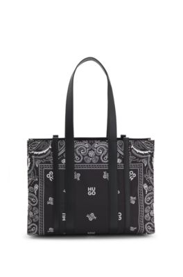 Cabas &agrave; motif imprim&eacute;, Noir