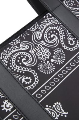 Cabas &agrave; motif imprim&eacute;, Noir