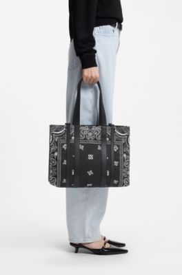 Cabas &agrave; motif imprim&eacute;, Noir