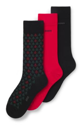 Lot de trois paires de chaussettes en coton m&eacute;lang&eacute;, pr&eacute;sent&eacute;es dans un coffret cadeau, Fantaisie