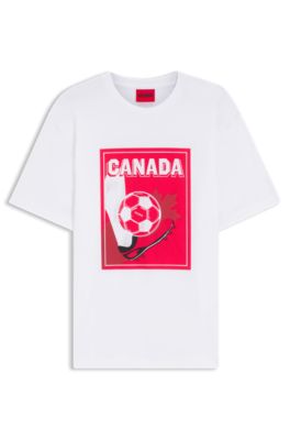 Relaxed-fit T-shirt in cotton with soccer artwork, Canada