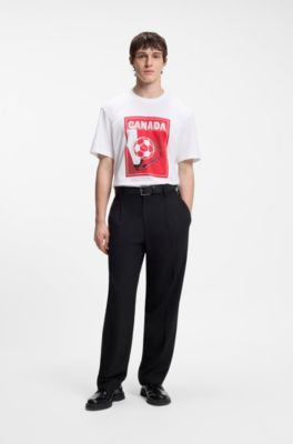 Relaxed-fit T-shirt in cotton with soccer artwork, Canada