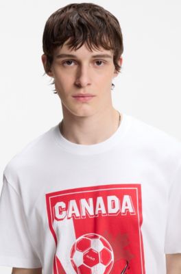 Relaxed-fit T-shirt in cotton with soccer artwork, Canada