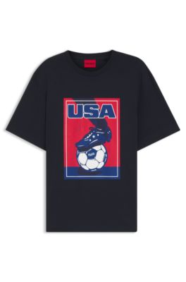 Relaxed-fit T-shirt in cotton with soccer artwork, USA