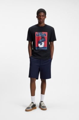 Relaxed-fit T-shirt in cotton with soccer artwork, USA