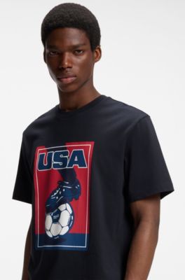 Camiseta relaxed fit de algod&oacute;n con ilustraci&oacute;n de f&uacute;tbol, USA