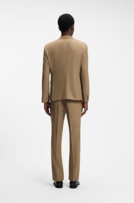 Two-piece slim-fit suit in a stretch wool blend, Beige