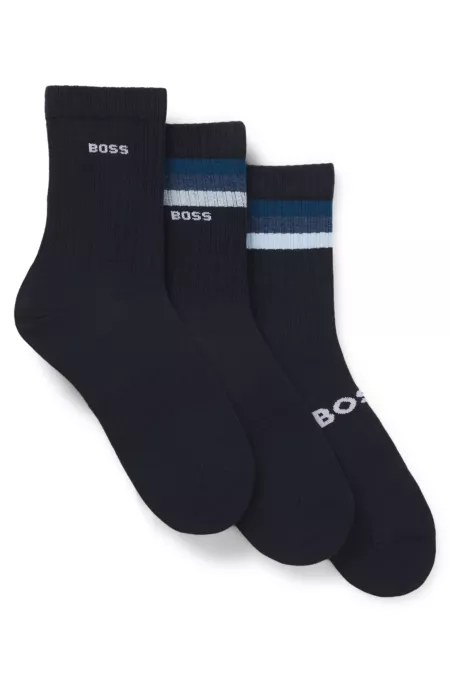 Gift-boxed three-pack of cotton-blend ankle socks