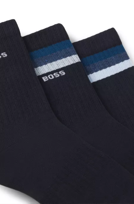 Gift-boxed three-pack of cotton-blend ankle socks