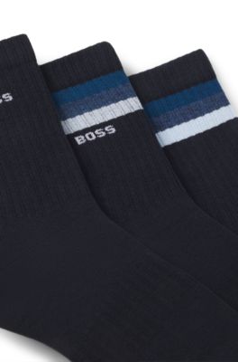 Gift-boxed three-pack of cotton-blend ankle socks, Patterned