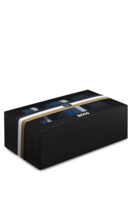 Gift-boxed three-pack of cotton-blend ankle socks, Patterned