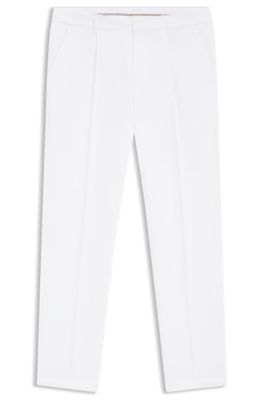 Pantalon habill&eacute; en coton m&eacute;lang&eacute;, Blanc