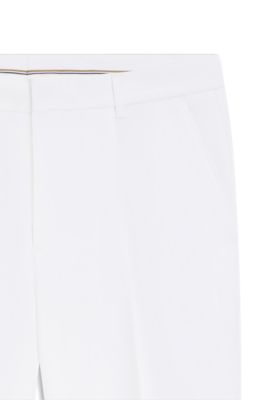 Pantalon habill&eacute; en coton m&eacute;lang&eacute;, Blanc