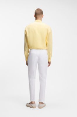 Pantalon habill&eacute; en coton m&eacute;lang&eacute;, Blanc