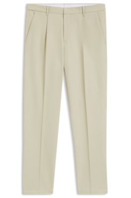 Pantalon habill&eacute; en coton m&eacute;lang&eacute;, Beige clair
