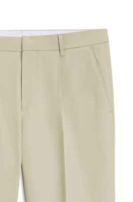 Pantalon habill&eacute; en coton m&eacute;lang&eacute;, Beige clair