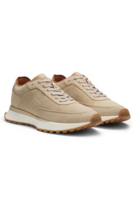 Deportivas de ante con perforaciones, Beige