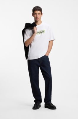 Cotton T-shirt with embroidered logo artwork, White