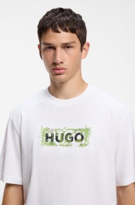 Cotton T-shirt with embroidered logo artwork, White