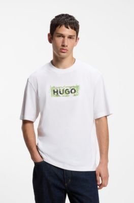 Camiseta de algod&oacute;n con ilustraci&oacute;n de logo bordado, Blanco